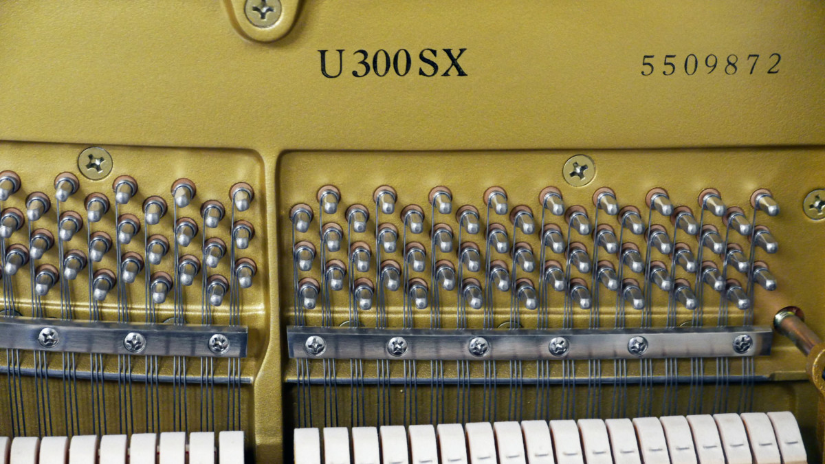 piano vertical Yamaha U300SX #5509872 numero de serie modelo clavijero clavijas cuerdas martillos